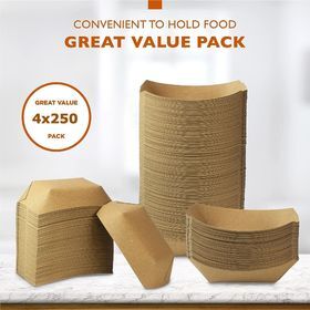 1/2lb eco-friendly kraft paper food trays, biodegradable and compostable for sustainable takeaway packaging.