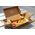 Eco-friendly fold out burger meal box securely holding food, ensuring freshness and reducing environmental impact.